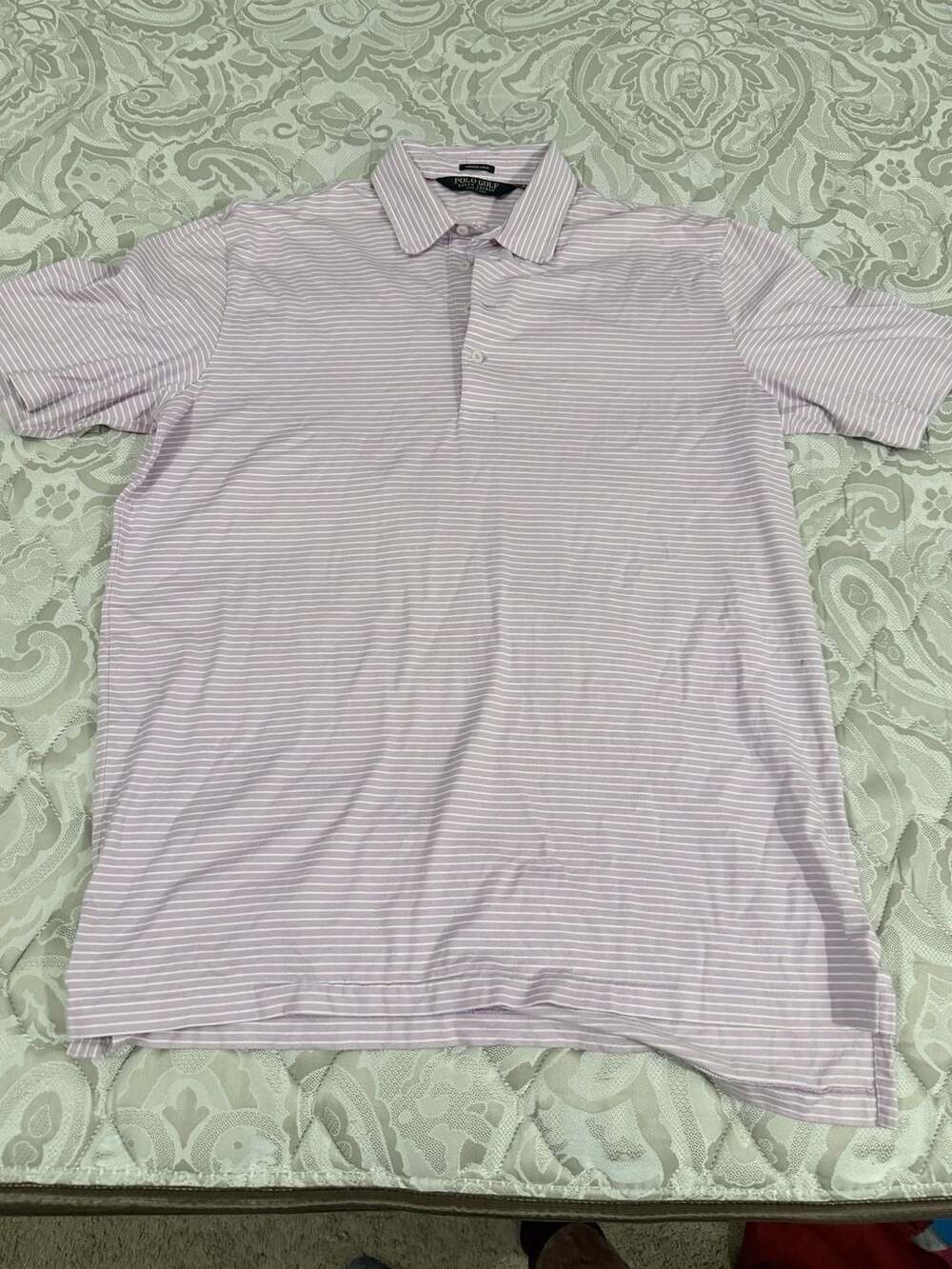 Polo Golf Ralph Lauren Vintage Lisle Striped Polo Shirt Lavender Size L